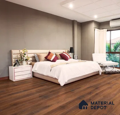 HDF Laminate Wood Floor AC5 Grade LF 00349 Refined Royal Walnut 71 x 8 inch (1815x196 mm) - 12 mm | 100 HRS Spill Proof | EIR Surface | Anti Static and Stain Resistant | 0.5 mm Small V Groove | Uniclic