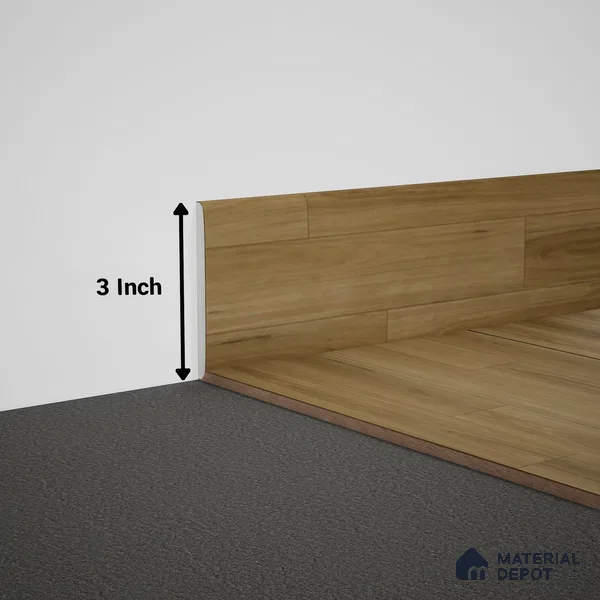 WPC Skirting Meriline PM 00550 AL | 8 ft x 3 inch - 15 mm | Compatibe for SPC Flooring SP 00076 G