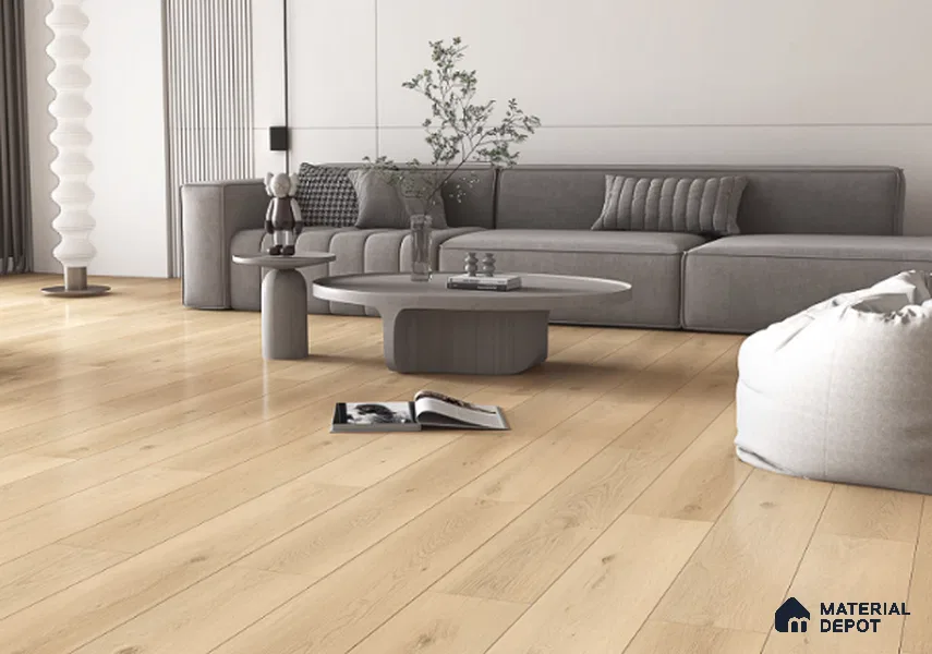 Laminate Wood Floor AC5 Grade LF 00355 B Vienna Cafe Oak 48 x 7 inch (1216x197 mm) - 8 mm | 0.5 mm V Groove | Real Wood Touch Surface | Uniclic Installation