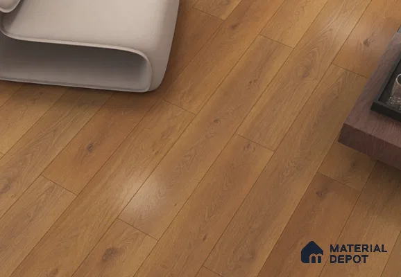 Laminate Wood Floor AC5 Grade LF 00355 Apline Mist Oak 48 x 7 inch (1216x197 mm) - 8 mm | 0.5 mm V Groove | Real Wood Touch Surface | Uniclic Installation