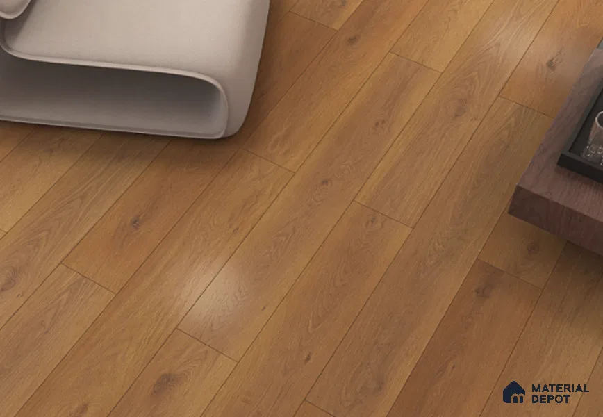 Laminate Wood Floor AC5 Grade LF 00355 Apline Mist Oak 48 x 7 inch (1216x197 mm) - 8 mm | 0.5 mm V Groove | Real Wood Touch Surface | Uniclic Installation