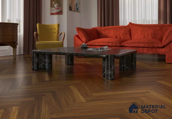 Laminate Wood Floor AC5 Grade LF 00360 D Classic Teak 24 x 4 inch (600x100 mm) - 8 mm | 0.5 mm V Groove | Real Wood Touch Surface | Uniclic Installation