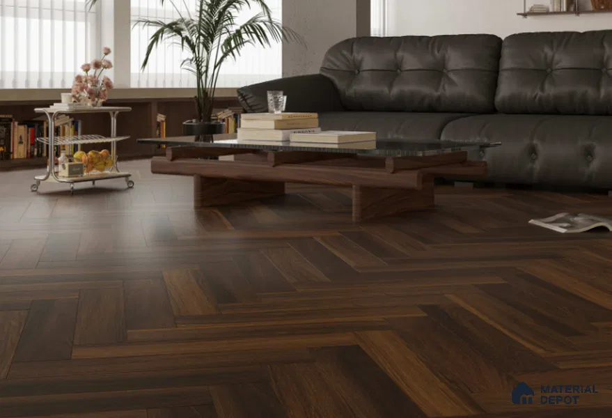 Laminate Wood Floor AC5 Grade LF 00360 F Espresso Teak 24 x 4 inch (600x100 mm) - 8 mm | 0.5 mm V Groove | Real Wood Touch Surface | Uniclic Installation