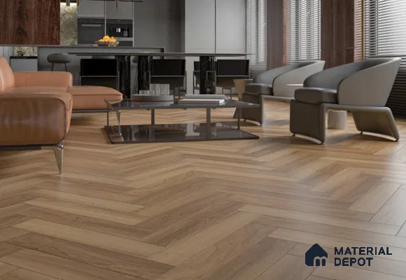 Laminate Wood Floor AC5 Grade LF 00360 Ivory Teak 24 x 4 inch (600x100 mm) - 8 mm | 0.5 mm V Groove | Real Wood Touch Surface | Uniclic Installation