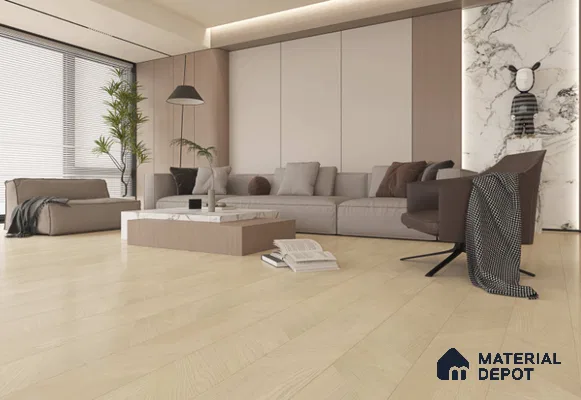 Laminate Wood Floor AC5 Grade LF 00359 C Ivory Canvas 48 x 8 inch (1216x195 mm) - 8 mm | 0.5 mm V Groove | Real Wood Touch Surface | Uniclic Installation