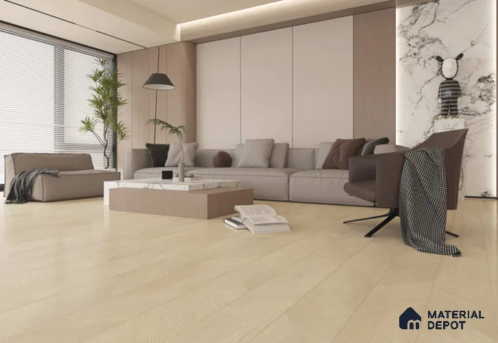 Laminate Wood Floor AC5 Grade LF 00359 C Ivory Canvas 48 x 8 inch (1216x195 mm) - 8 mm | 0.5 mm V Groove | Real Wood Touch Surface | Uniclic Installation