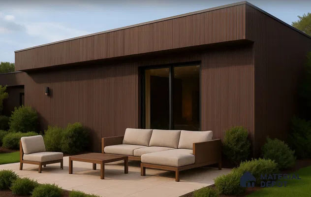 PN 06373 D Chocolate #CoEx474 | 9.5 ft x 8 inch (2900x201 mm) Texture Woodgrain Finish 3rd Generation Co-Extrusion WPC Exterior Wall Cladding - 26 mm
