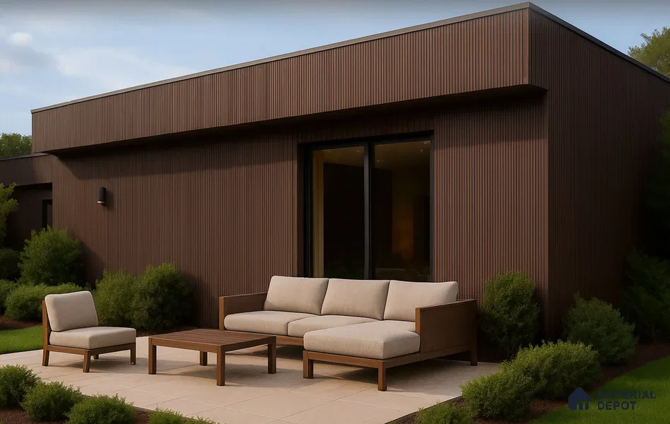 PN 06373 D Chocolate #CoEx474 | 9.5 ft x 8 inch (2900x201 mm) Texture Woodgrain Finish 3rd Generation Co-Extrusion WPC Exterior Wall Cladding - 26 mm