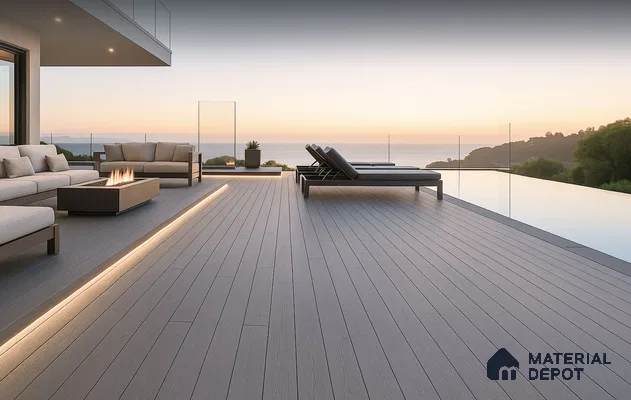 CF 00020 B Ash Grey #Deck72 | 9.5 ft x 8 inch (2900x201 mm) Texture Woodgrain Dual Sided Finish 3rd Generation Co-Extrusion WPC Exterior Floor Decking - 26 mm