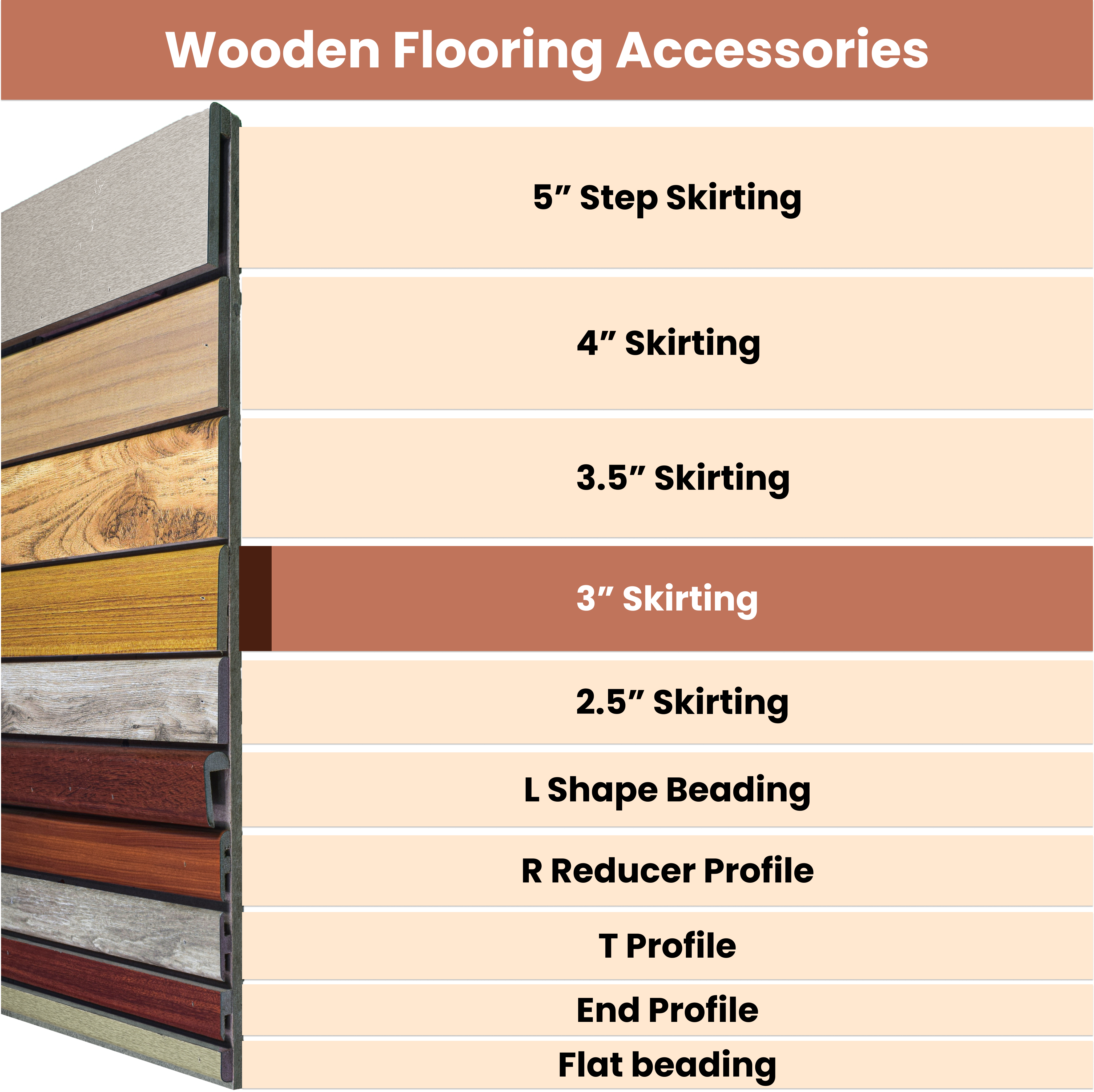 MDF Skirting Heirloom PM 00351 E | 8 ft x 3 Inch | Compatible for Laminate Wood Floor LF 00270