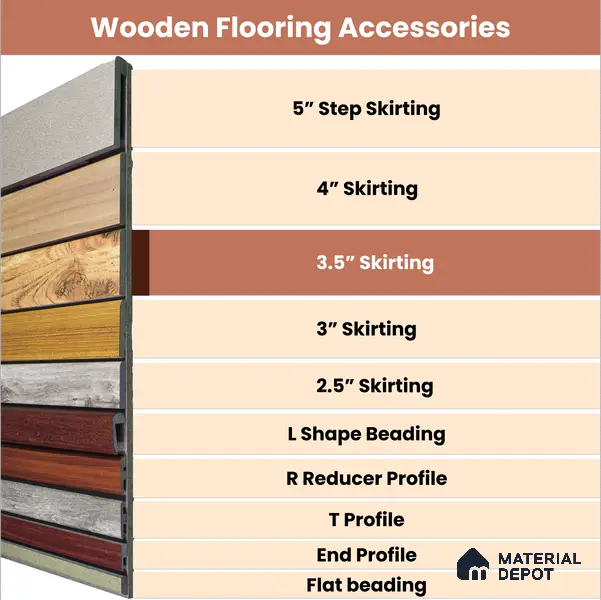 MDF Skirting Heirloom PM 00354 F | 8 ft x 3.5 Inch | Compatible for Laminate Wood Floor LF 00272