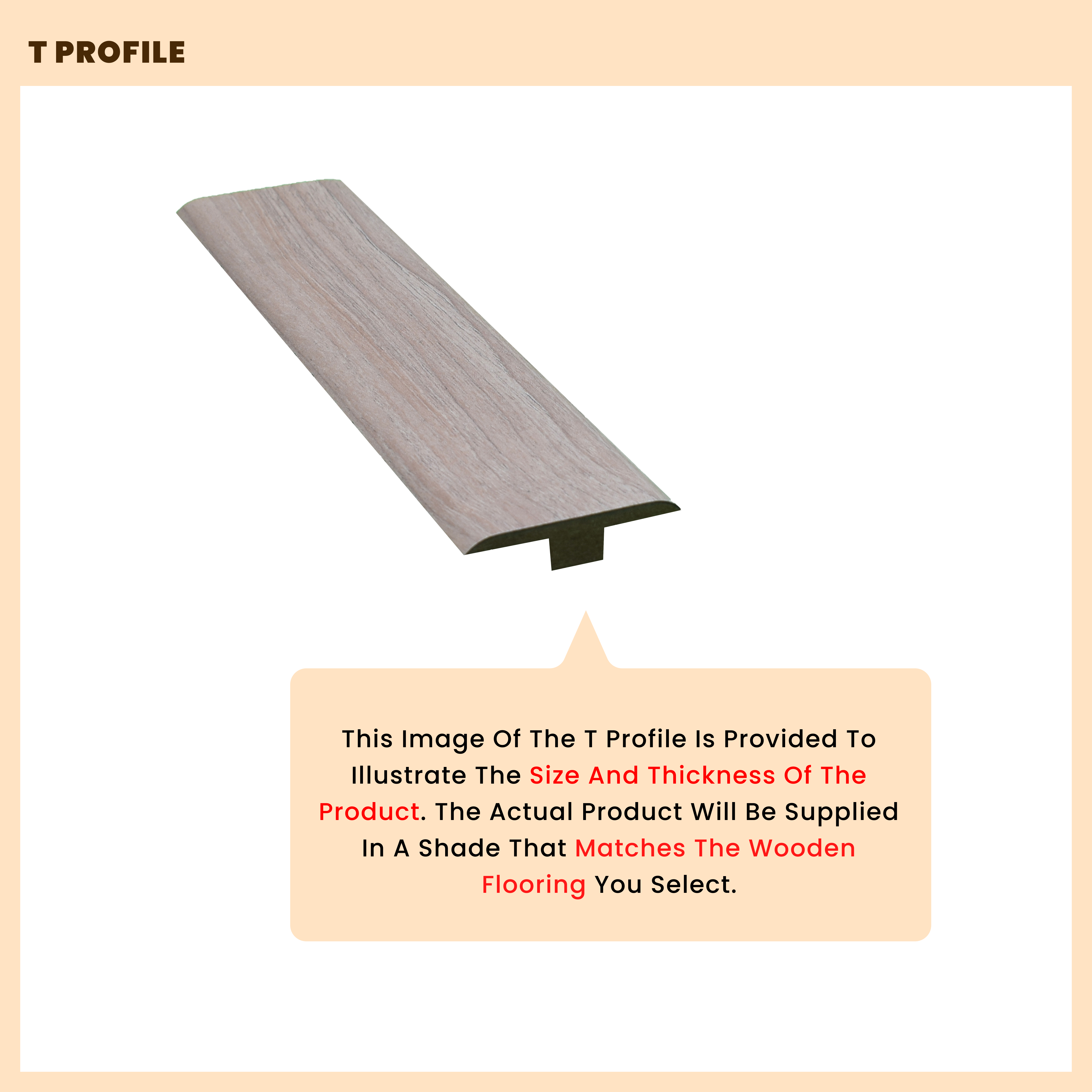 MDF T Profile Aqua Lock PM 00400 M | 8 ft x 12 mm x 12 mm | Compatible for Laminate Wood Floor LF 00283