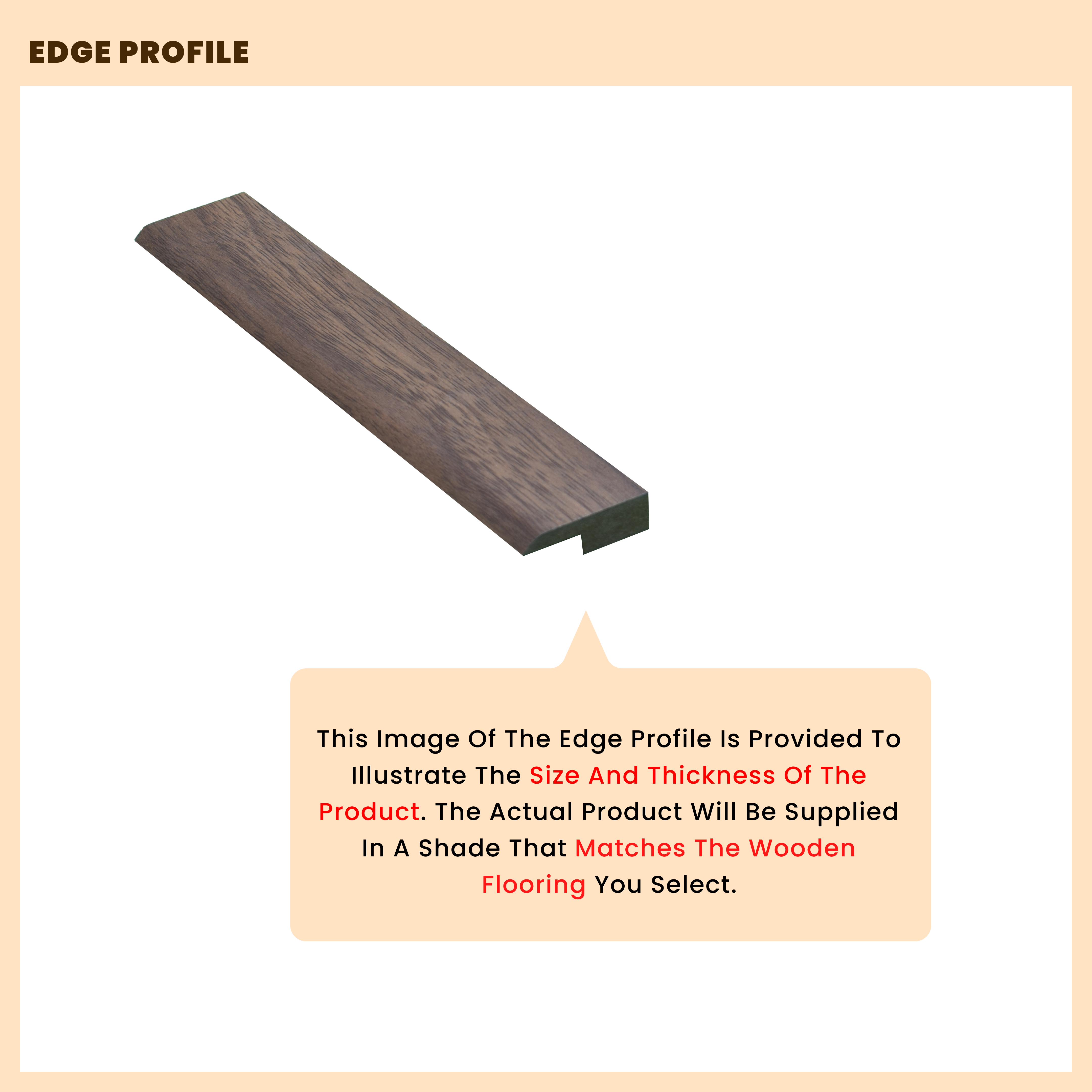 MDF Edge Profile Herringbone PM 00390 U | 8 ft x 23 mm x 12 mm | Compatible for Laminate Wood Floor LF 00294