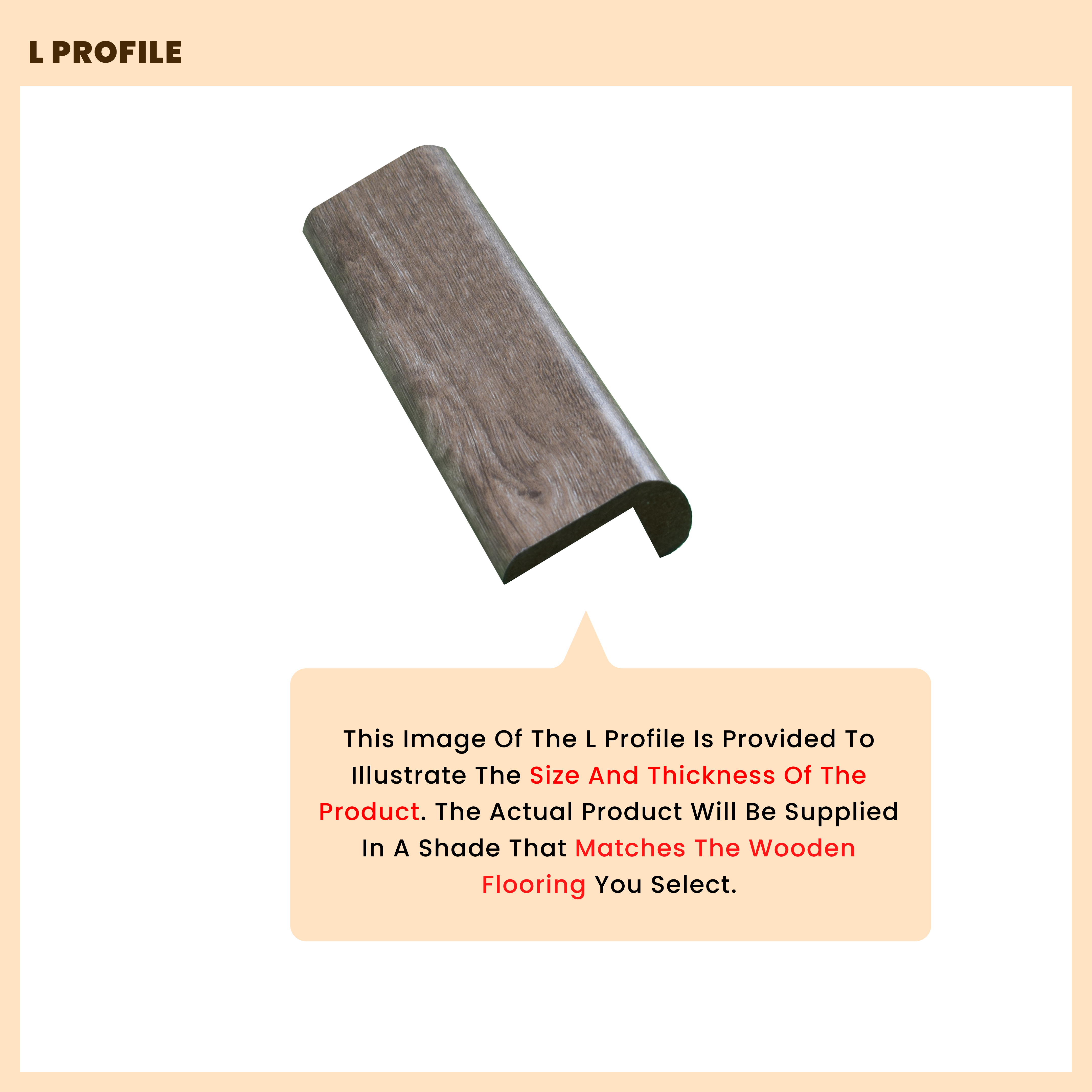 MDF L Nosing Profile Herringbone PM 00396 X | 8 ft x 25 x 45 x 12 mm | Compatible for Laminate Wood Floor LF 00297