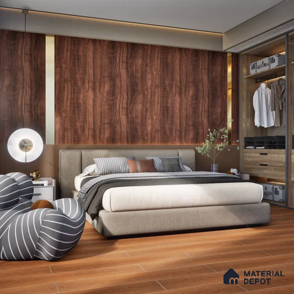 HDF Laminate Wood Floor EIR Finish Aqua Lock LF 00284 | 4 ft x 8 inch x 8 mm | AC4 Grade | Arc Click With Wax Coating | U Groove | Water Proof | Suitable for Flooring, Living Room, Bedroom