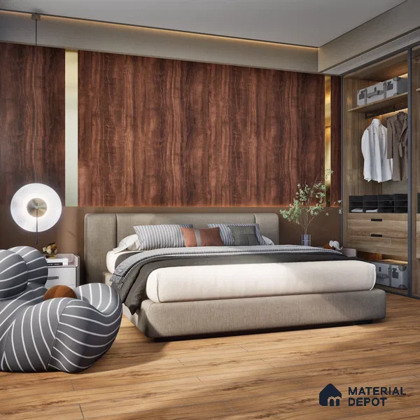 HDF Laminate Wood Floor EIR Finish Aqua Lock LF 00288 | 4 ft x 8 inch x 8 mm | AC4 Grade | Arc Click With Wax Coating | U Groove | Water Proof | Suitable for Flooring, Living Room, Bedroom