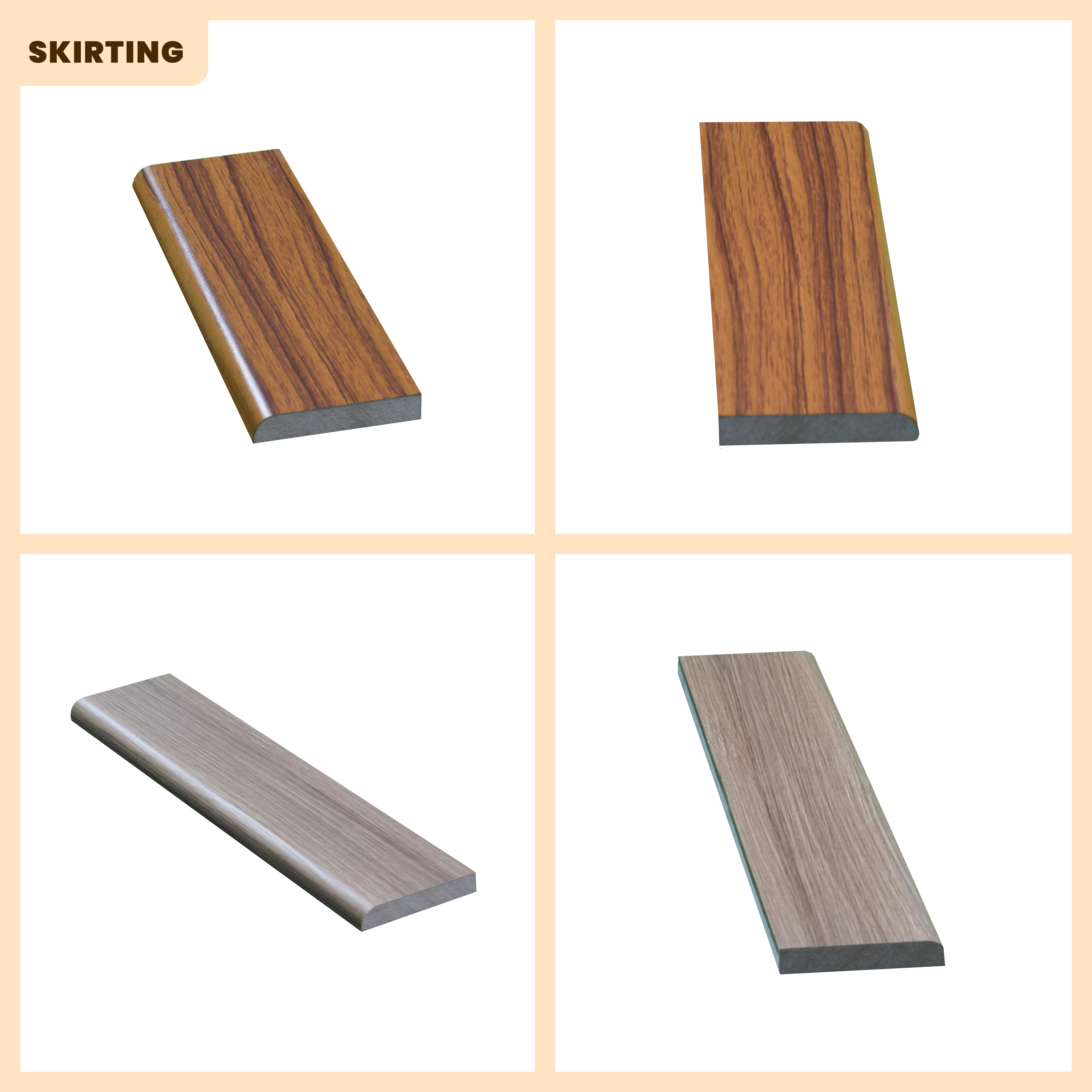 WPC Skirting Stone Core TF 00007 H | 8 ft x 4 Inch x 12 mm | Compatible for SPC Floor SP 00070