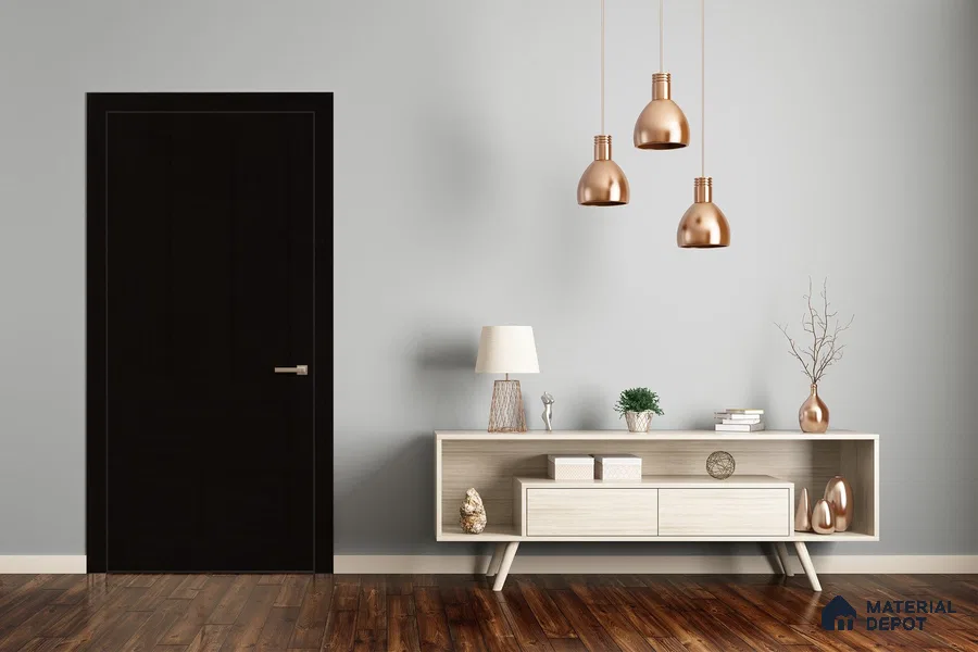 Black Solid Colors Look 3646 NGL 8 ft x 4 ft High Gloss Finish Decorative Laminate - 1 mm | Suitable for Living Room, Kitchen, Office