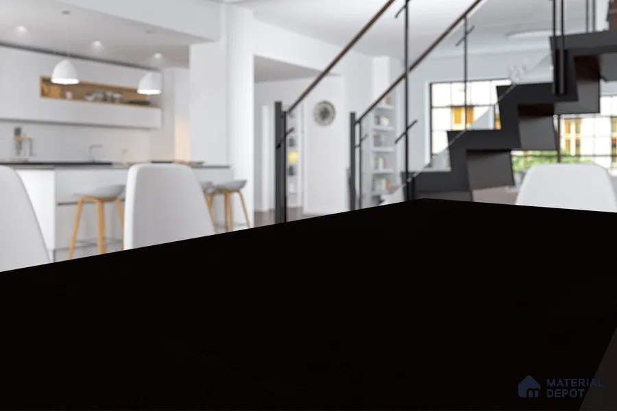 Black Solid Colors Look 3646 NGL 8 ft x 4 ft High Gloss Finish Decorative Laminate - 1 mm | Suitable for Living Room, Kitchen, Office