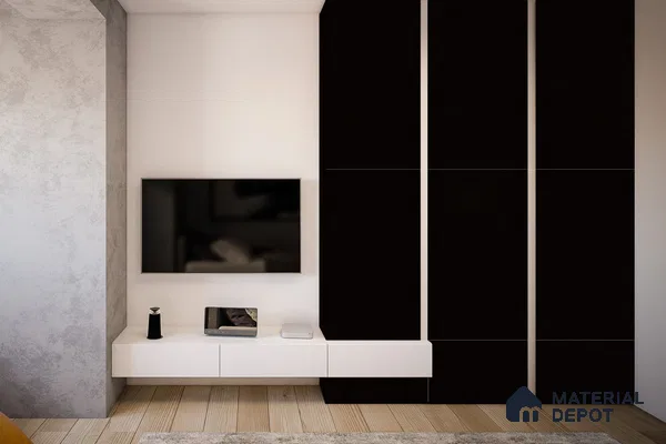 Black Solid Colors Look 3646 NGL 8 ft x 4 ft High Gloss Finish Decorative Laminate - 1 mm | Suitable for Living Room, Kitchen, Office