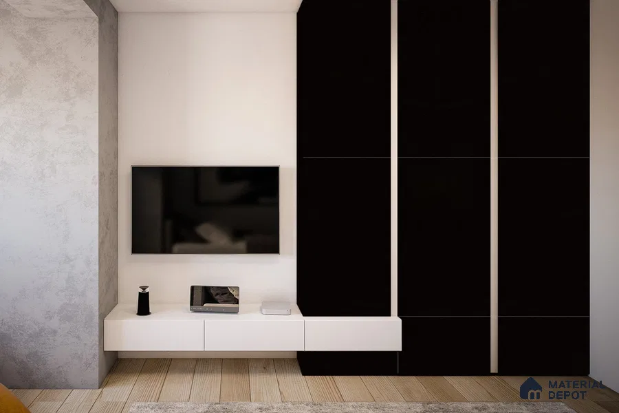 Black Solid Colors Look 3646 NGL 8 ft x 4 ft High Gloss Finish Decorative Laminate - 1 mm | Suitable for Living Room, Kitchen, Office
