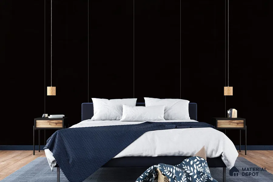 Black Solid Colors Look 3646 NGL 8 ft x 4 ft High Gloss Finish Decorative Laminate - 1 mm | Suitable for Living Room, Kitchen, Office