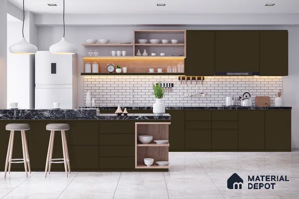 Brown Solid Colors Look 3651 NGL 8 ft x 4 ft High Gloss Finish Decorative Laminate - 1 mm | Suitable for Living Room, Kitchen, Office