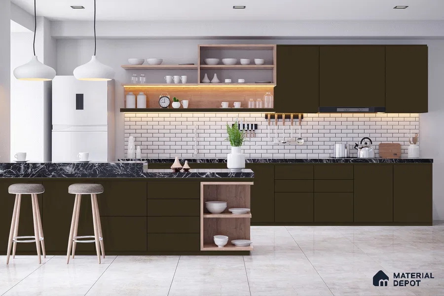 Brown Solid Colors Look 3651 NGL 8 ft x 4 ft High Gloss Finish Decorative Laminate - 1 mm | Suitable for Living Room, Kitchen, Office