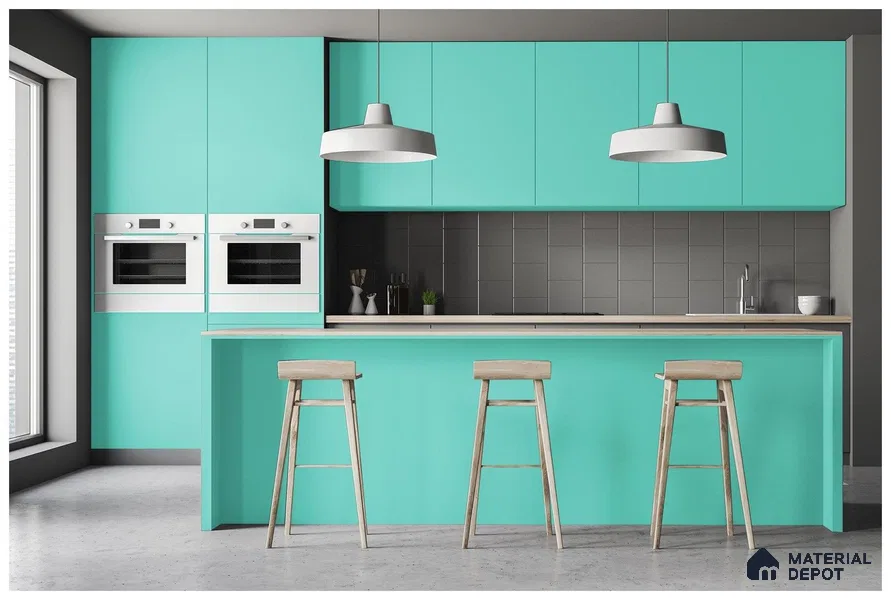 Green Solid Colors Look 3572 NGL 8 ft x 4 ft High Gloss Finish Decorative Laminate - 1 mm | Suitable for Living Room, Kitchen, Office