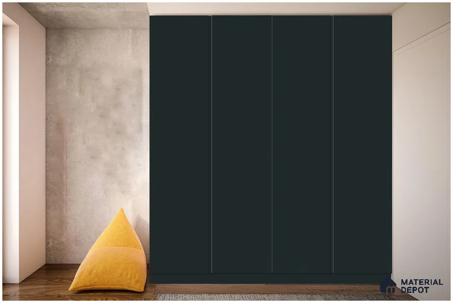 Black Solid Colors Look 3564 NGL 8 ft x 4 ft High Gloss Finish Decorative Laminate - 1 mm | Suitable for Living Room, Kitchen, Office