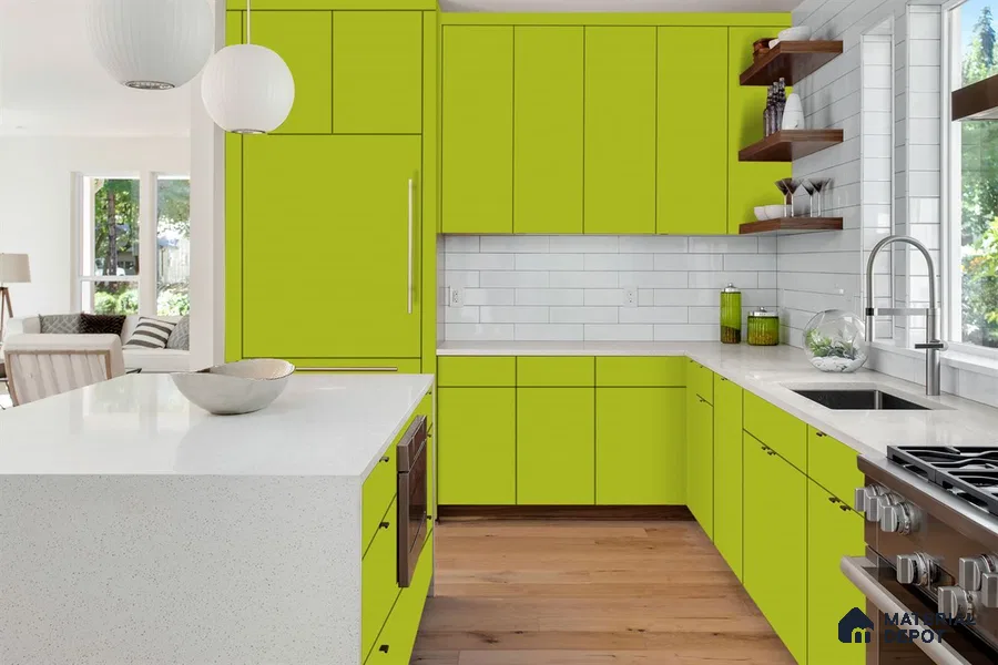 Green Solid Colors Look 3580 NGL 8 ft x 4 ft High Gloss Finish Decorative Laminate - 1 mm | Suitable for Living Room, Kitchen, Office