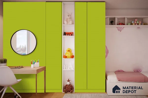 Green Solid Colors Look 3580 NGL 8 ft x 4 ft High Gloss Finish Decorative Laminate - 1 mm | Suitable for Living Room, Kitchen, Office
