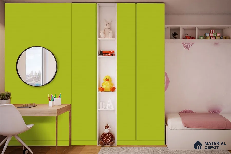 Green Solid Colors Look 3580 NGL 8 ft x 4 ft High Gloss Finish Decorative Laminate - 1 mm | Suitable for Living Room, Kitchen, Office
