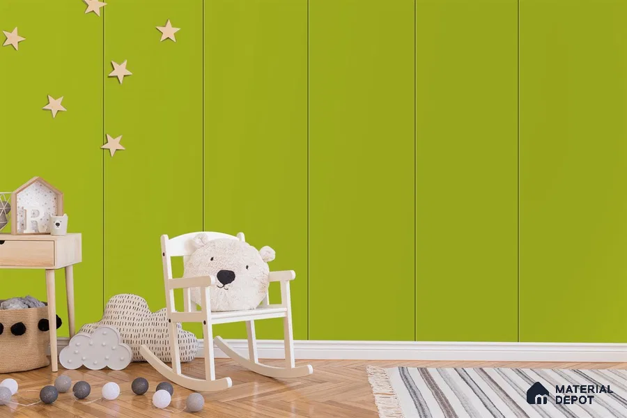 Green Solid Colors Look 3580 NGL 8 ft x 4 ft High Gloss Finish Decorative Laminate - 1 mm | Suitable for Living Room, Kitchen, Office