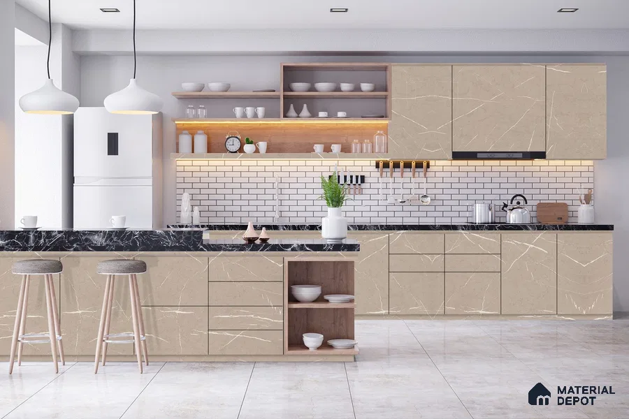 Stone Look 3742 NGL 8 ft x 4 ft High Gloss Finish Decorative Laminate - 1 mm | Suitable for TV Unit, Wardrobe, Kitchen Cabinets