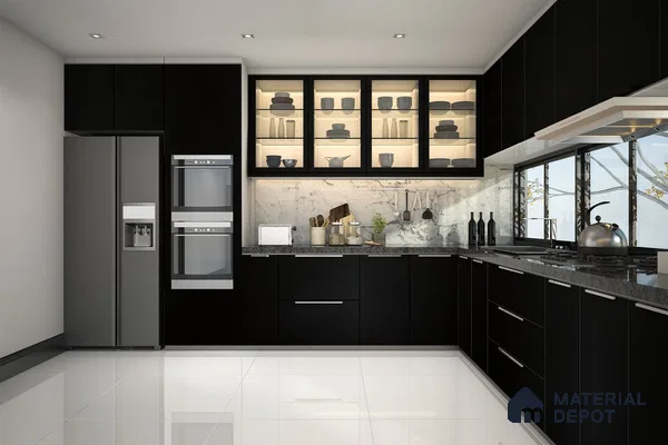 Black Solid Colors Look 3646 RSO 8 ft x 4 ft Super Matte Finish Decorative Laminate - 1 mm | Suitable for Living Room, Kitchen, Office
