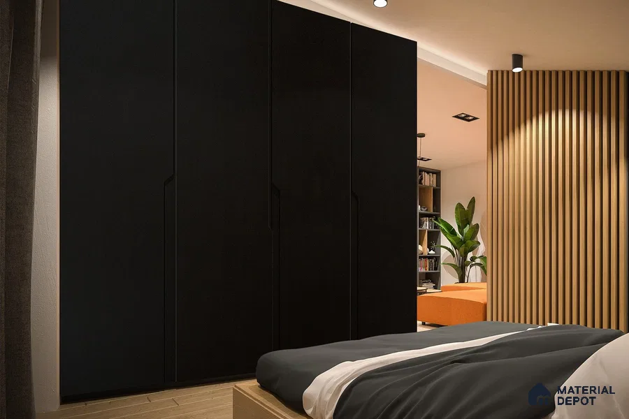 Black Solid Colors Look 3646 RSO 8 ft x 4 ft Super Matte Finish Decorative Laminate - 1 mm | Suitable for Living Room, Kitchen, Office