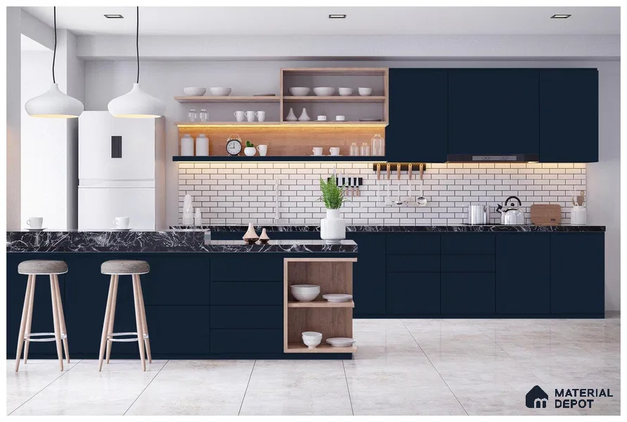 Blue Solid Colors Look 3586 RSO 8 ft x 4 ft Super Matte Finish Decorative Laminate - 1 mm | Suitable for Living Room, Kitchen, Office