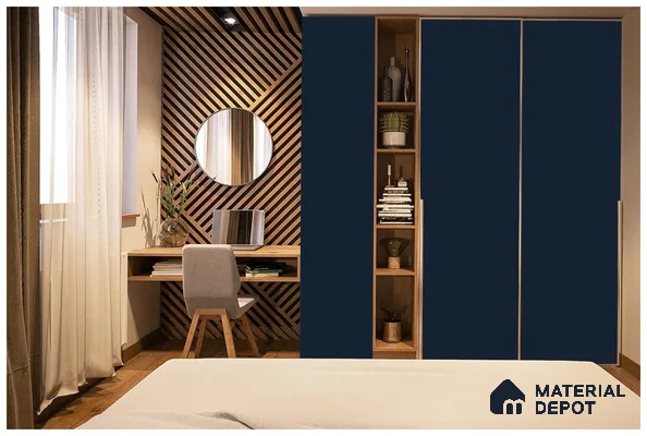 Blue Solid Colors Look 3586 RSO 8 ft x 4 ft Super Matte Finish Decorative Laminate - 1 mm | Suitable for Living Room, Kitchen, Office