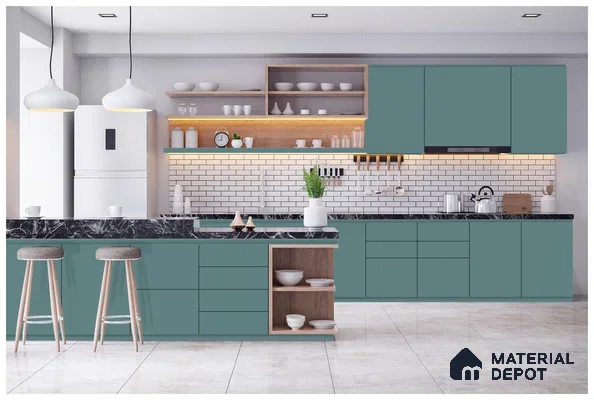 Green Solid Colors Look 3577 RSO 8 ft x 4 ft Super Matte Finish Decorative Laminate - 1 mm | Suitable for Living Room, Kitchen, Office