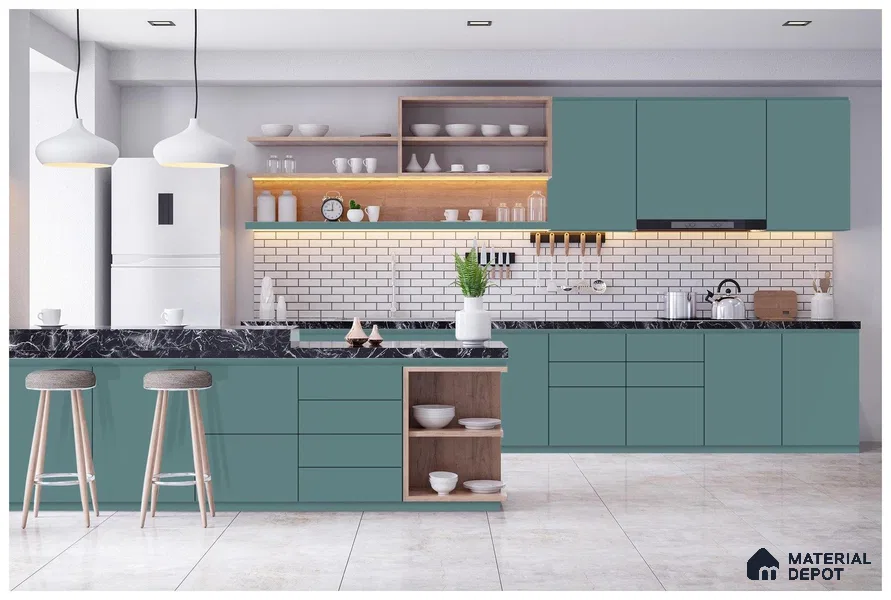 Green Solid Colors Look 3577 RSO 8 ft x 4 ft Super Matte Finish Decorative Laminate - 1 mm | Suitable for Living Room, Kitchen, Office