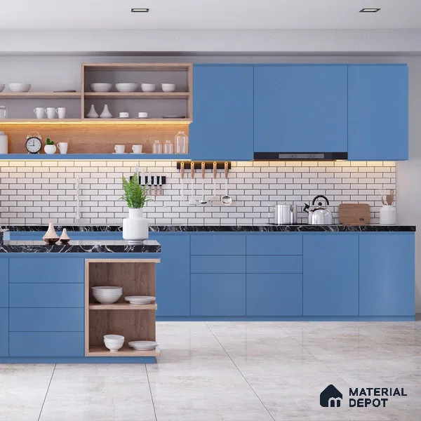Blue Solid Colors Look 3593 RSO 8 ft x 4 ft Super Matte Finish Decorative Laminate - 1 mm | Suitable for Living Room, Kitchen, Office