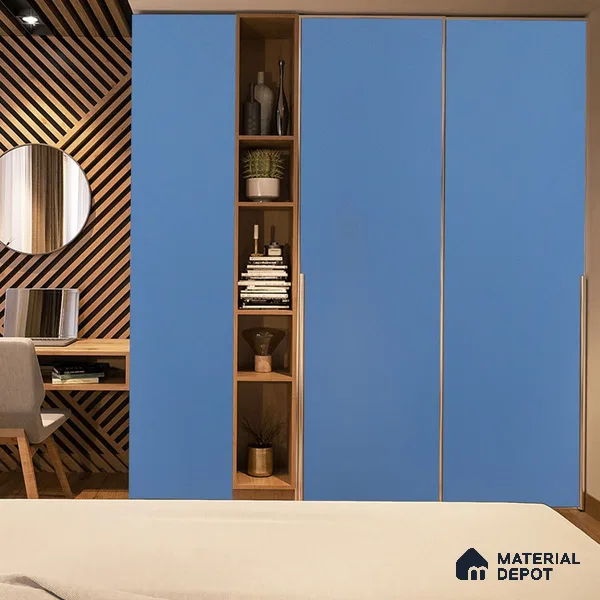 Blue Solid Colors Look 3593 RSO 8 ft x 4 ft Super Matte Finish Decorative Laminate - 1 mm | Suitable for Living Room, Kitchen, Office