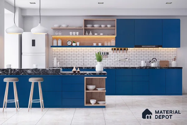 Blue Solid Colors Look 3587 RSO 8 ft x 4 ft Super Matte Finish Decorative Laminate - 1 mm | Suitable for Living Room, Kitchen, Office