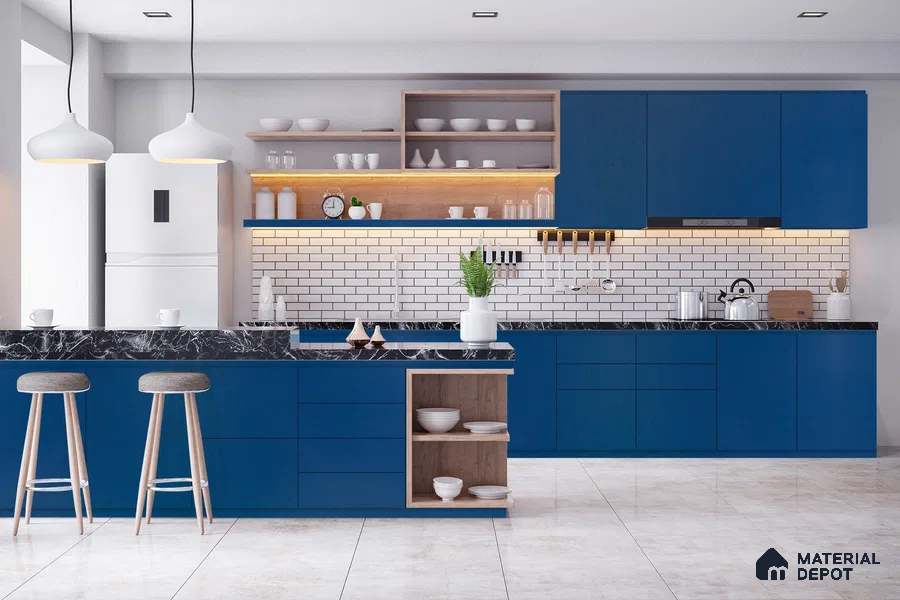 Blue Solid Colors Look 3587 RSO 8 ft x 4 ft Super Matte Finish Decorative Laminate - 1 mm | Suitable for Living Room, Kitchen, Office