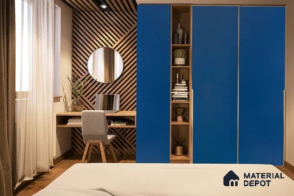 Blue Solid Colors Look 3587 RSO 8 ft x 4 ft Super Matte Finish Decorative Laminate - 1 mm | Suitable for Living Room, Kitchen, Office