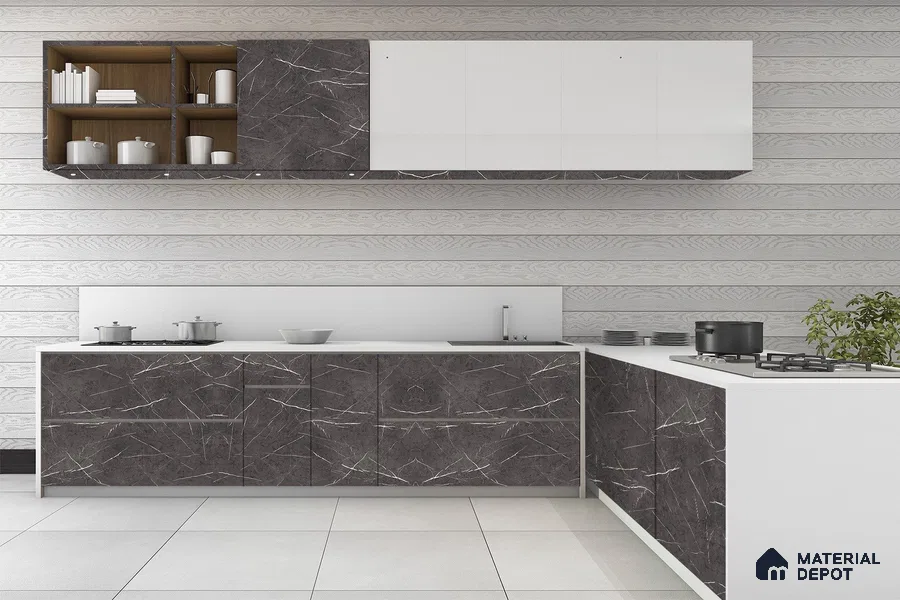 Grey Marble Look 3744 RSO 8 ft x 4 ft Super Matte Finish Decorative Laminate - 1 mm | Suitable for TV Unit, Wardrobe, Kitchen Cabinets