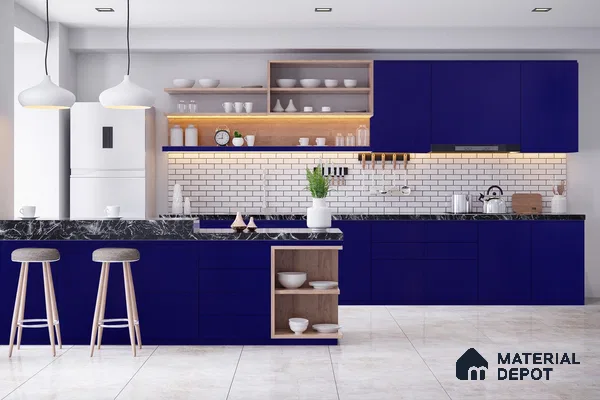 Blue Solid Colors Look 3594 SUD 8 ft x 4 ft Suede Finish Decorative Laminate - 1 mm | Suitable for Living Room, Kitchen, Office