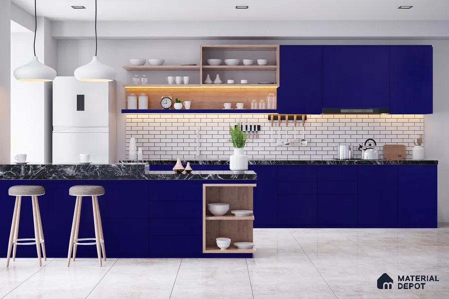 Blue Solid Colors Look 3594 SUD 8 ft x 4 ft Suede Finish Decorative Laminate - 1 mm | Suitable for Living Room, Kitchen, Office