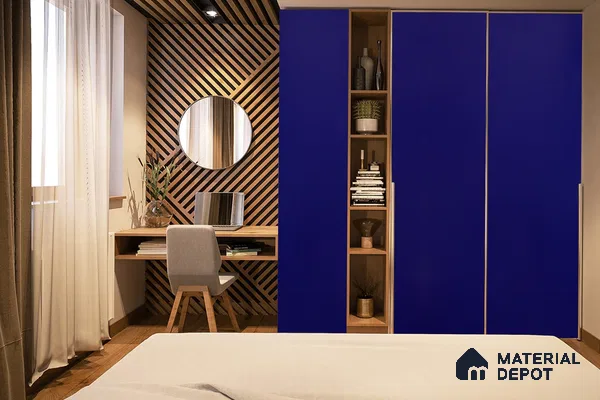 Blue Solid Colors Look 3594 SUD 8 ft x 4 ft Suede Finish Decorative Laminate - 1 mm | Suitable for Living Room, Kitchen, Office